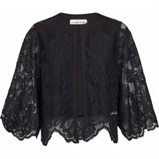 HAUTE L`AMITIÉ BOLERO, CURVEY LACE HEM BOLERO, BLACK